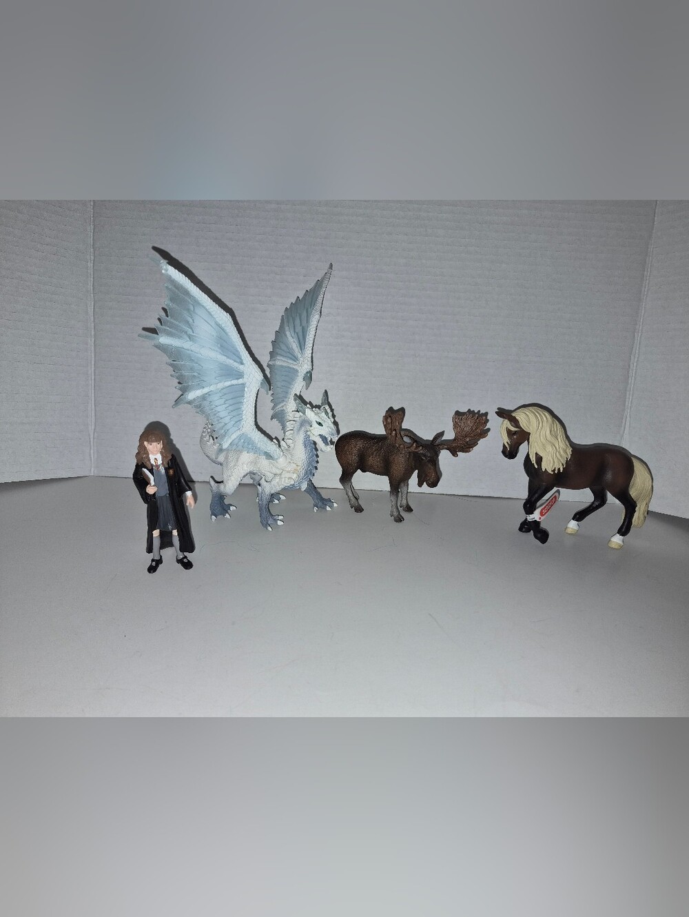 Schleich Figure Lot Eldrador Creatures ICE DRAGON, Horse, Moose & Harry Potter